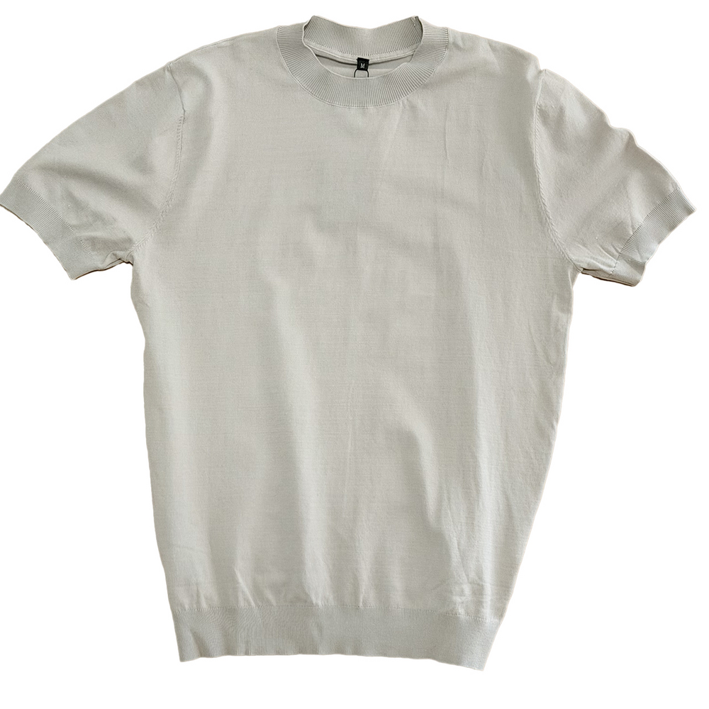 Men's Cream Short-Sleeve Knit Dress Shirt